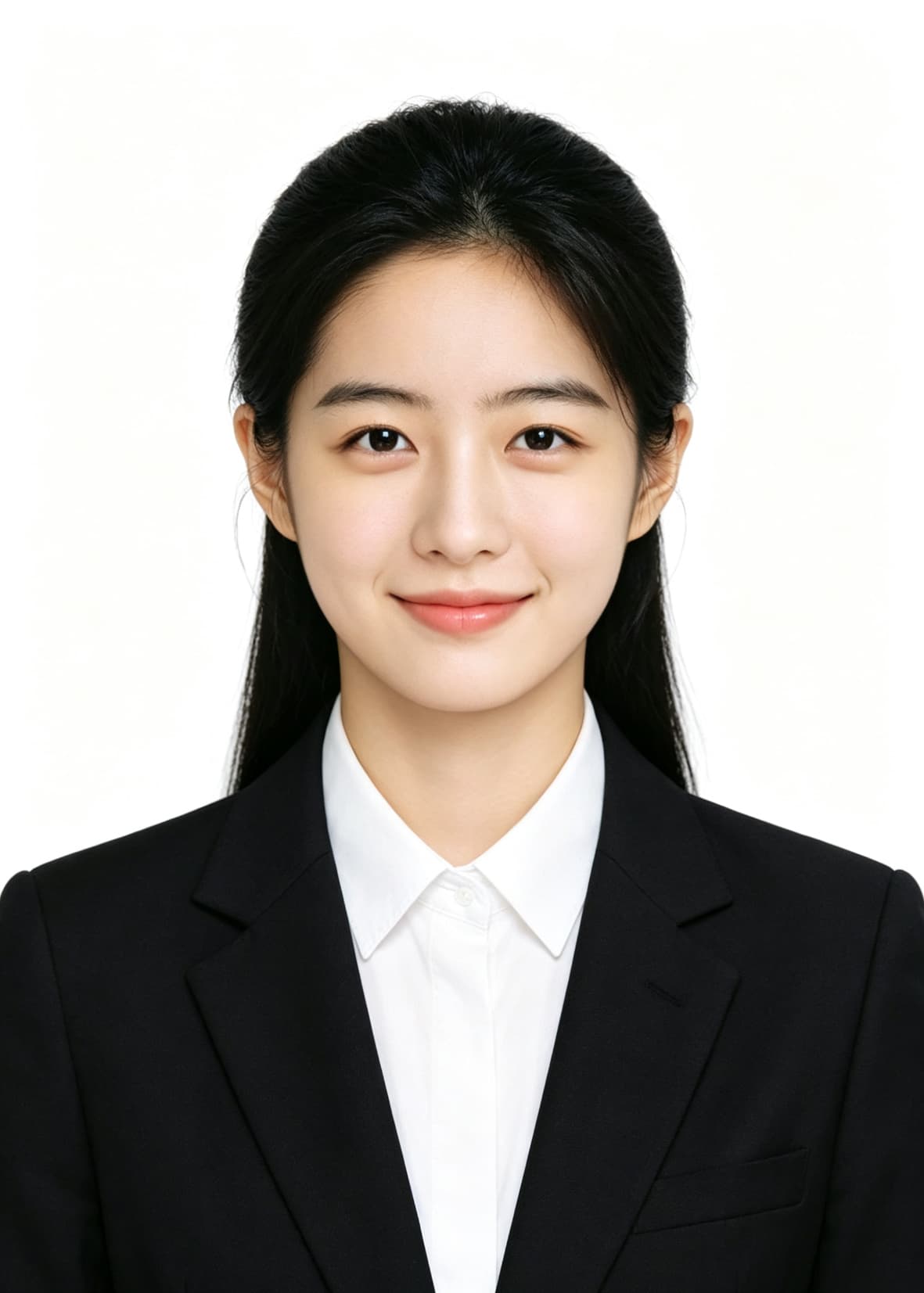 女生 · 白底黑西装示例